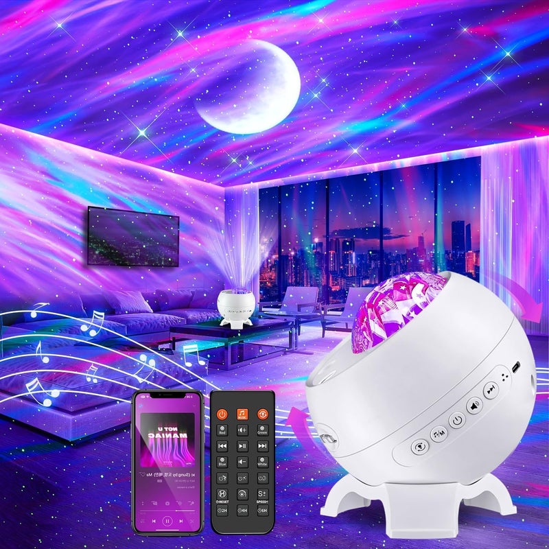 Onefire Northern Lights Projector,300+Lighting Modes Galaxy Projector for Bedroom,15 White Noise&Bluetooth Galaxy Projector for Bedroom,Remote+Timer Moon Star Projector Galaxy Light,Valentine's Day Gifts - Image 1